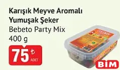 BEBETO PARTY MİX KARIŞIK MEYVE AROMALI YUMUŞAK ŞEKER 400 G fiyat ve kampanya bilgisi